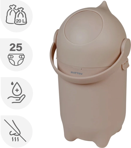 Papelera para pañales Nattou Dropy taupe 20 l