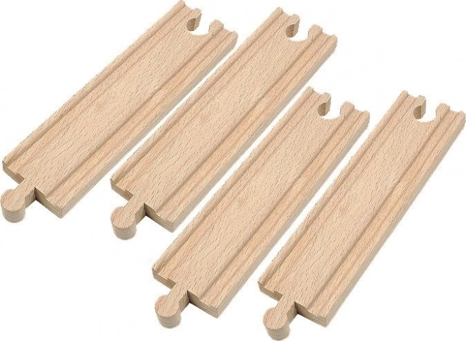 Vías rectas medianas para tren de madera 16 cm