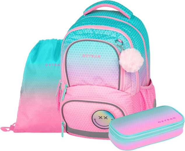 Set escolar OXYBAG OXY NEXT Ombre Pink – mochila, estuche y bolsa