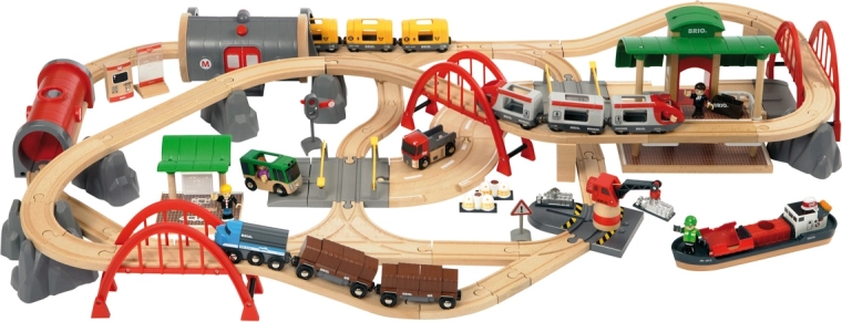 Deluxe circuito de tren con sonidos y luces en caja de plástico