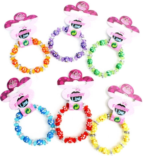 Pulsera elástica infantil con cuentas de madera y plástico - 1 pieza