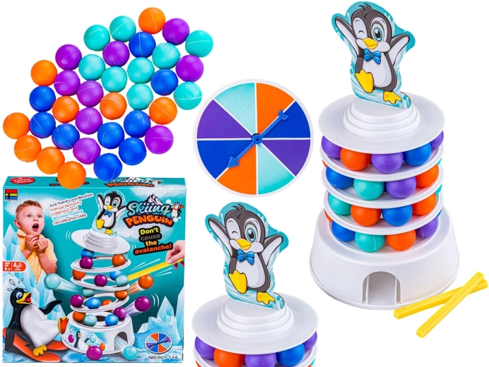 Juego de destreza: pingüino en una torre tambaleante