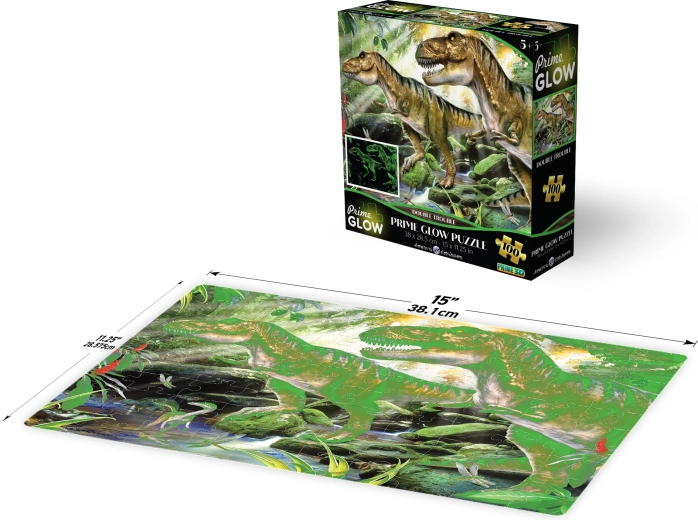 Puzzle 3D luminoso – doble desastre de dinosaurios, 100 piezas