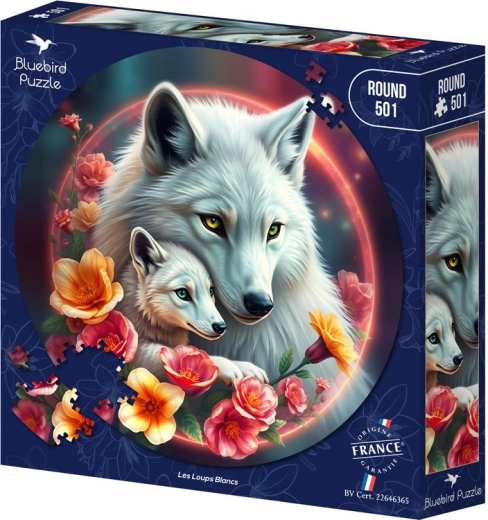 Puzzle redondo Bluebird Lobos blancos 501 piezas