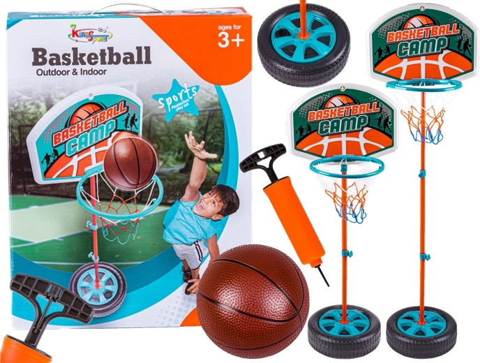 Canasta de baloncesto infantil con soporte, balón y bomba