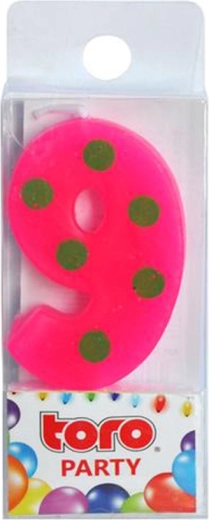 Vela para tarta número 9 TORO, para pinchar 4,5 cm
