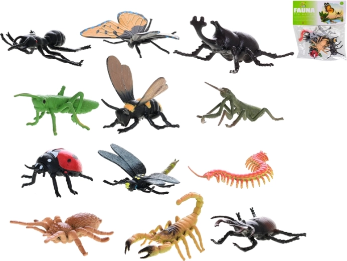 Set de figuras de insectos 4–6 cm, 12 uds en bolsa
