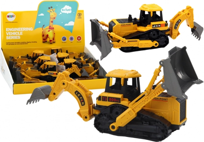 Excavadora de orugas con 2 cucharas – vehículo de construcción amarillo para niños