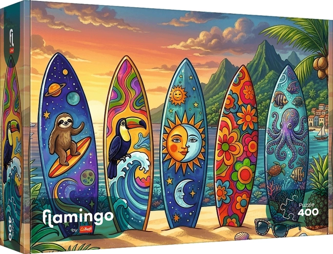 Puzzle Trefl Flamingo: aventura en las olas 400 piezas