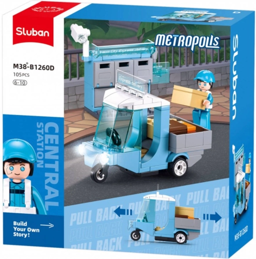 Sluban Metropolis vehículo postal con mecanismo de retroceso por fricción 105 piezas + figura
