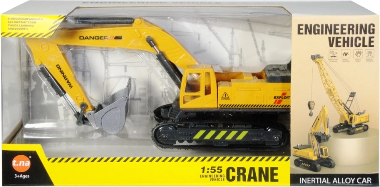 Excavadora de orugas de obra 1:55 con elementos metálicos