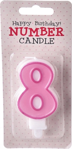 Vela para tarta número 8 rosa 7 cm