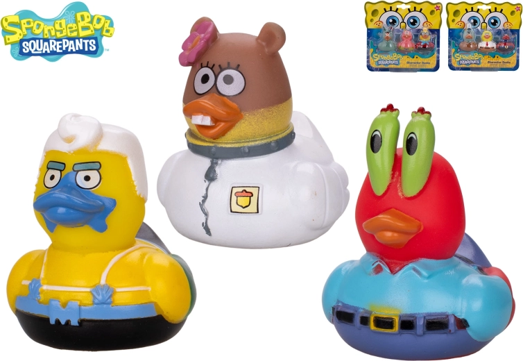 Set para la bañera – patitos SPONGEBOB, Sandy y Squidward (3 uds.)