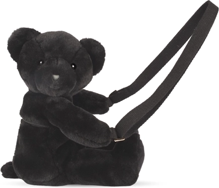 Doudou bolso de peluche bandolera osito, negro 30 cm