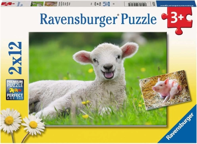 Puzzle Ravensburger animales de granja 2×12 piezas