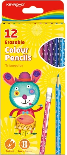 Lápices de colores Keyroad triangulares borrables, 12 colores