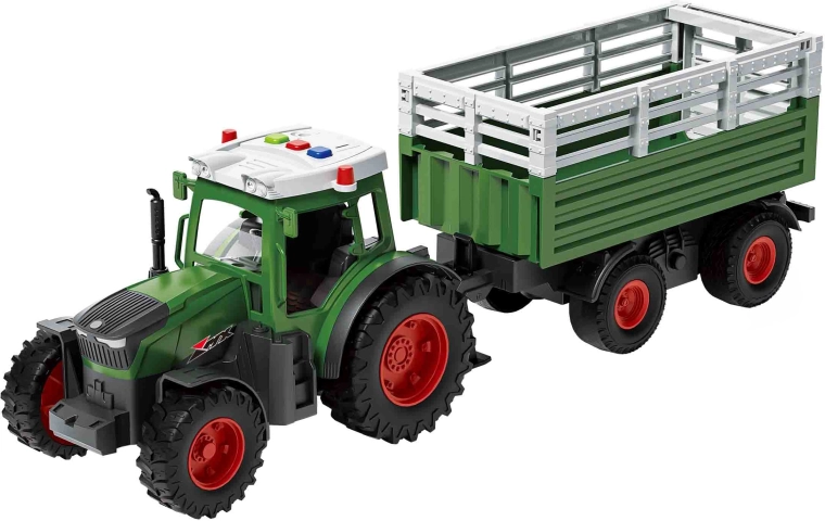 Tractor con remolque y efectos luminosos y sonoros de 42 cm