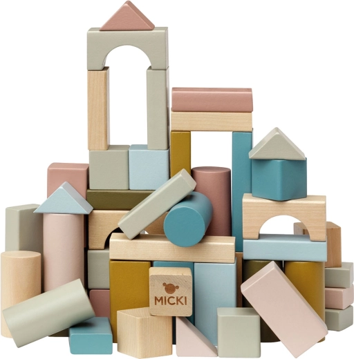 Bloques de madera pastel para niños 60 uds Micki