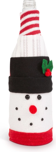 Decoración navideña 3D para botella con forma de muñeco de nieve