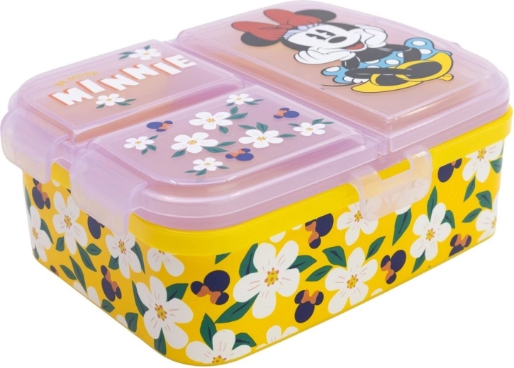 Caja para merienda Stor Minnie XL con varios compartimentos amarilla - 1 unidad
