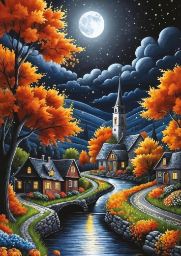Puzzle ART PUZZLE Noche mágica de otoño 1000 piezas