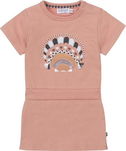 Vestido infantil Dirkje de manga corta en rosa viejo