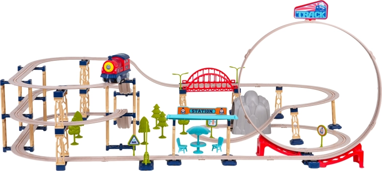 Mega circuito de tren de construcción con 146 piezas y accesorios
