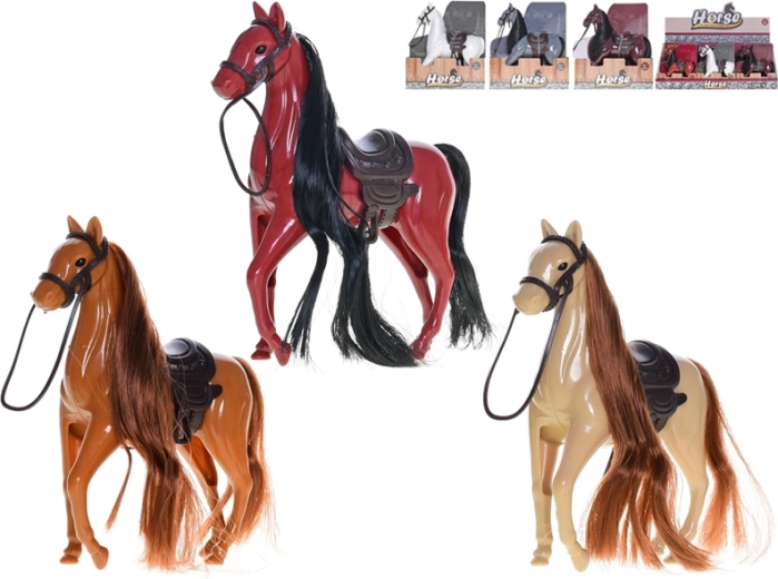 Figura de plástico de caballo de 12 cm con silla y crin para peinar
