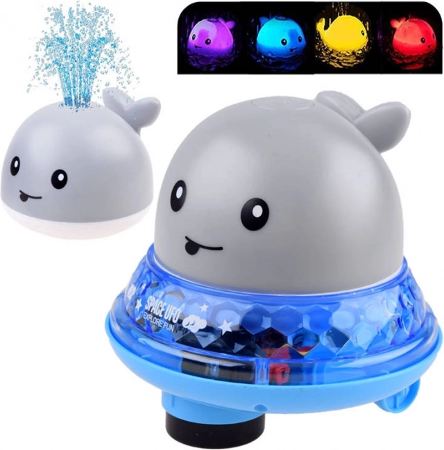 Ballena de agua con fuente y plataforma motorizada para el baño – Gris