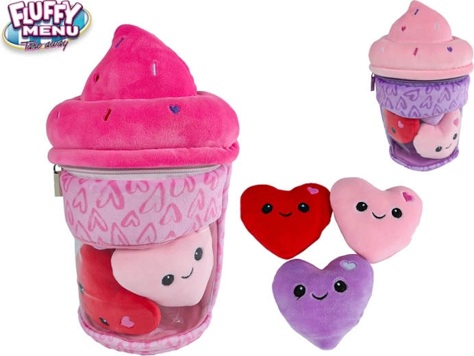 Helado de peluche Fluffy Menu con tres corazoncitos 25 cm