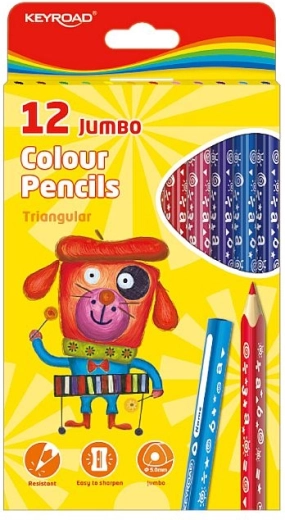Lápices de colores KEYROAD Jumbo triangulares, 12 colores