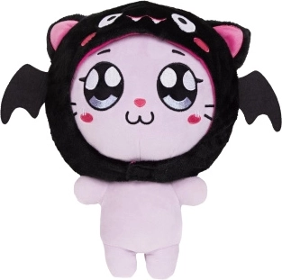 Gatita de peluche con capucha de murciélago – juguete educativo 10m+