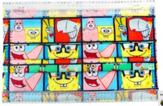 Mascarilla infantil desechable con motivo de Bob Esponja Pantalones Cuadrados