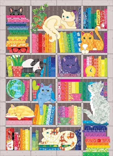Puzzle Manta bordada: gatos arcoíris 1000 piezas