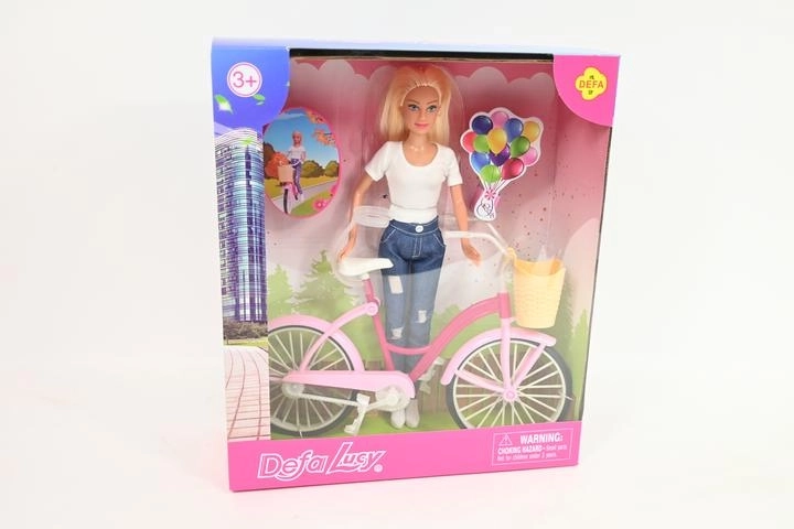 Muñeca de 29 cm con bicicleta y cestita