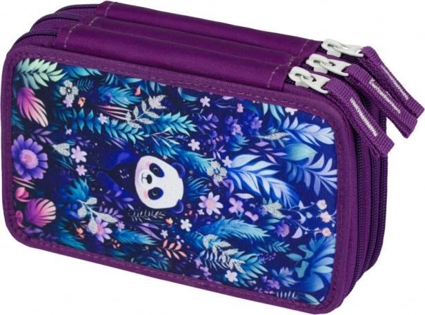 Estuche escolar Jungle Panda de tres compartimentos