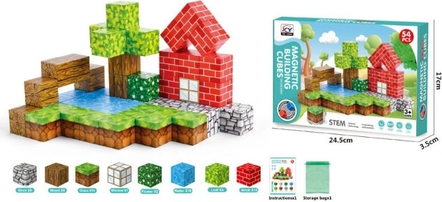 Juego de construcción magnético de 54 piezas