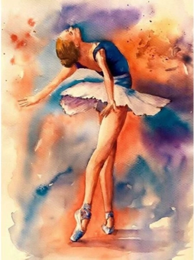 Bordado de diamantes (diamond painting) bailarina bailando 30 × 40 cm