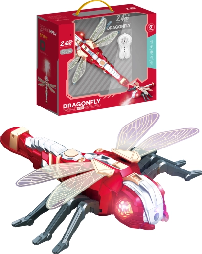 Libélula robótica Dragonfly con control remoto, niebla de agua, programación e iluminación LED