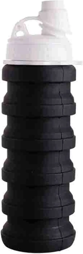 Botella plegable de silicona para beber negra