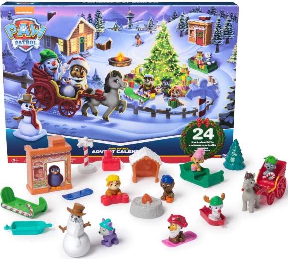 Calendario de Adviento PAW PATROL – 24 sorpresas, figuritas de animales y accesorios de invierno