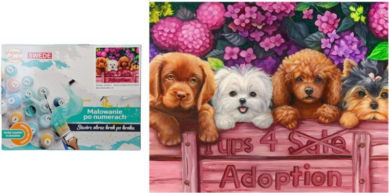 Pintar por números 4 perritos - 1 pieza