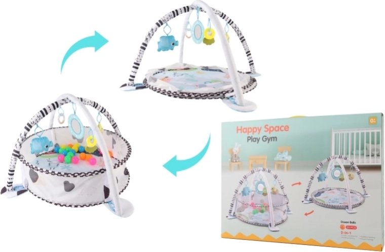 TinyMini alfombra educativa de juego 2 en 1 con piscina de pelotas