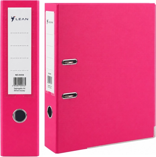 Archivador rosa de palanca para documentos A4, lomo 80 mm