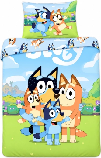 Ropa de cama de algodón para cuna Bluey Familia 100 × 135 cm