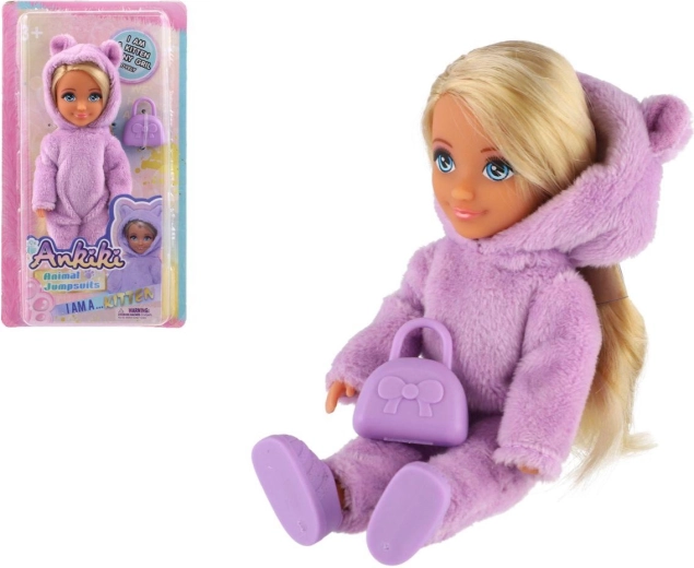 Muñeca Ankiki en mono de felpa con bolso 14 cm