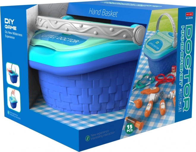 Set de juego de doctor con cesta para niños (15 piezas)