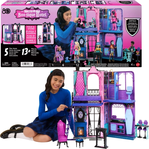 Monster High boo-tique hotel – casa de hotel embrujada plegable con muebles y accesorios