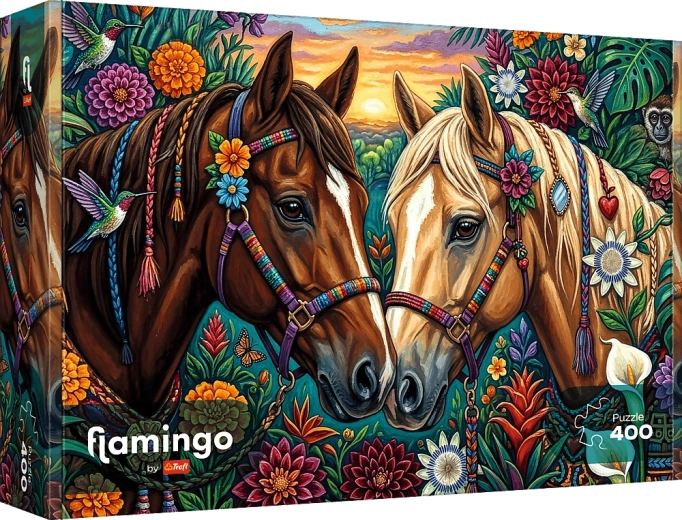 Puzzle Trefl Flamingo: carrera floral 400 piezas