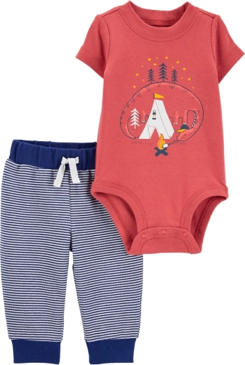 Set de 2 piezas Carter's para niños Dino Stripes (body de manga corta + pantalones) 12 m – 12m